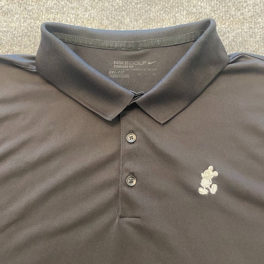 Disney World x Nike Dri Fit Golf Polo Shirt Mens 2XL Mickey Embroidered Stretch
